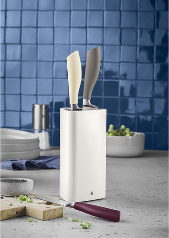 Image of Knife Block with 4 Pieces Elements Serrated Edge Forged Special Blade Steel Handle and Knife Block Made of Quality Plastic