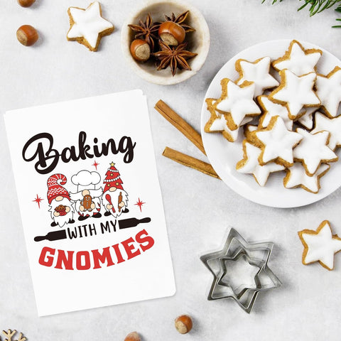 Gnome Apron, Baking with My Gnomies, Funny Christmas Baking Aprons, Cute Holiday Baking Gifts for Bakers, Gnome Kitchen Cooking Apron, White Elephant Gifts for Christmas Stocking Stuffers