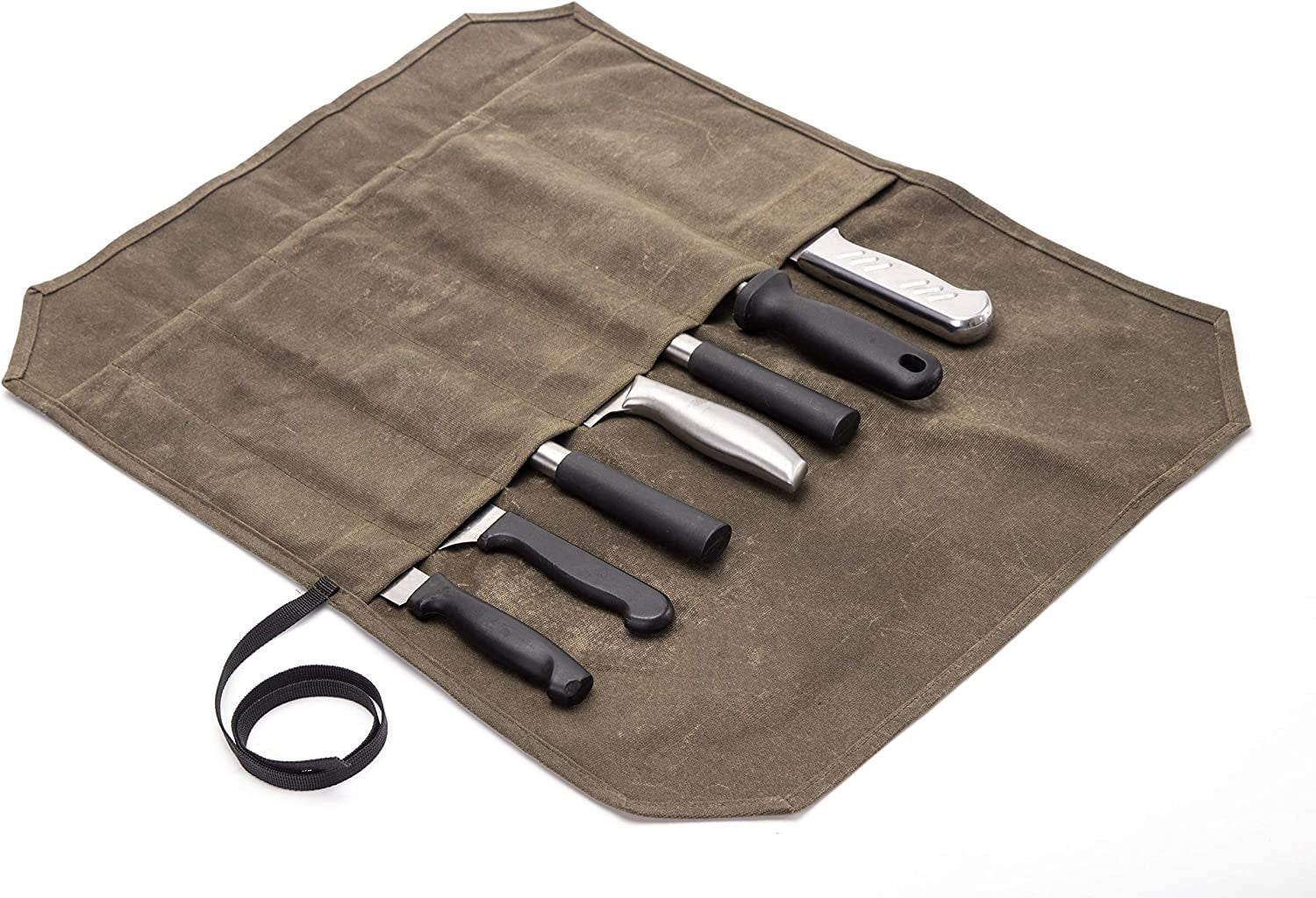 Knife Roll, Chef’S Knife Roll Case, Waxed Canvas Cutlery Knives Holders Protectors, Home Kitchen Cooking Tools and Utensils Wrap Bag Wallet , Multi-Purpose Brush Roll Bag, Travel Tool Roll Pouch
