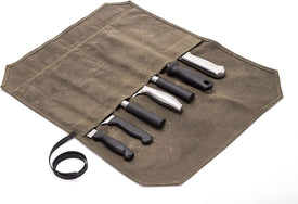 Knife Roll, Chef’S Knife Roll Case, Waxed Canvas Cutlery Knives Holders Protectors, Home Kitchen Cooking Tools and Utensils Wrap Bag Wallet , Multi-Purpose Brush Roll Bag, Travel Tool Roll Pouch
