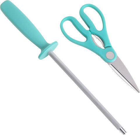 Image of Evansville 14 Piece Cutlery Set, Stainless Steel with Turquoise Handles -