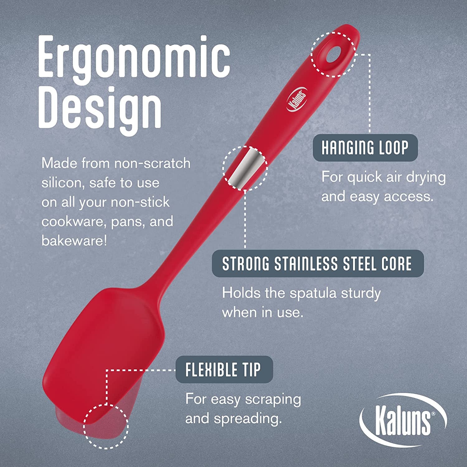 Silicone Spatula Set 5 Pcs Rubber Spatulas Silicone Heat Resistant 600°F, Spatulas for Nonstick Cookware, Seamless Design with Stainless Steel Core, Dishwasher Safe, Bonus Tongs Included