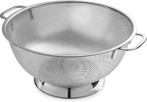 Image of 5 Qt Metal Colander with Handle | Pasta, Spaghetti, Berry, Fruit, Vegetable, Kitchen Food Strainer Basket | 18/8 Stainless Steel Colander Bowl | Pot Drainer for Cooking, Sifter Strainer