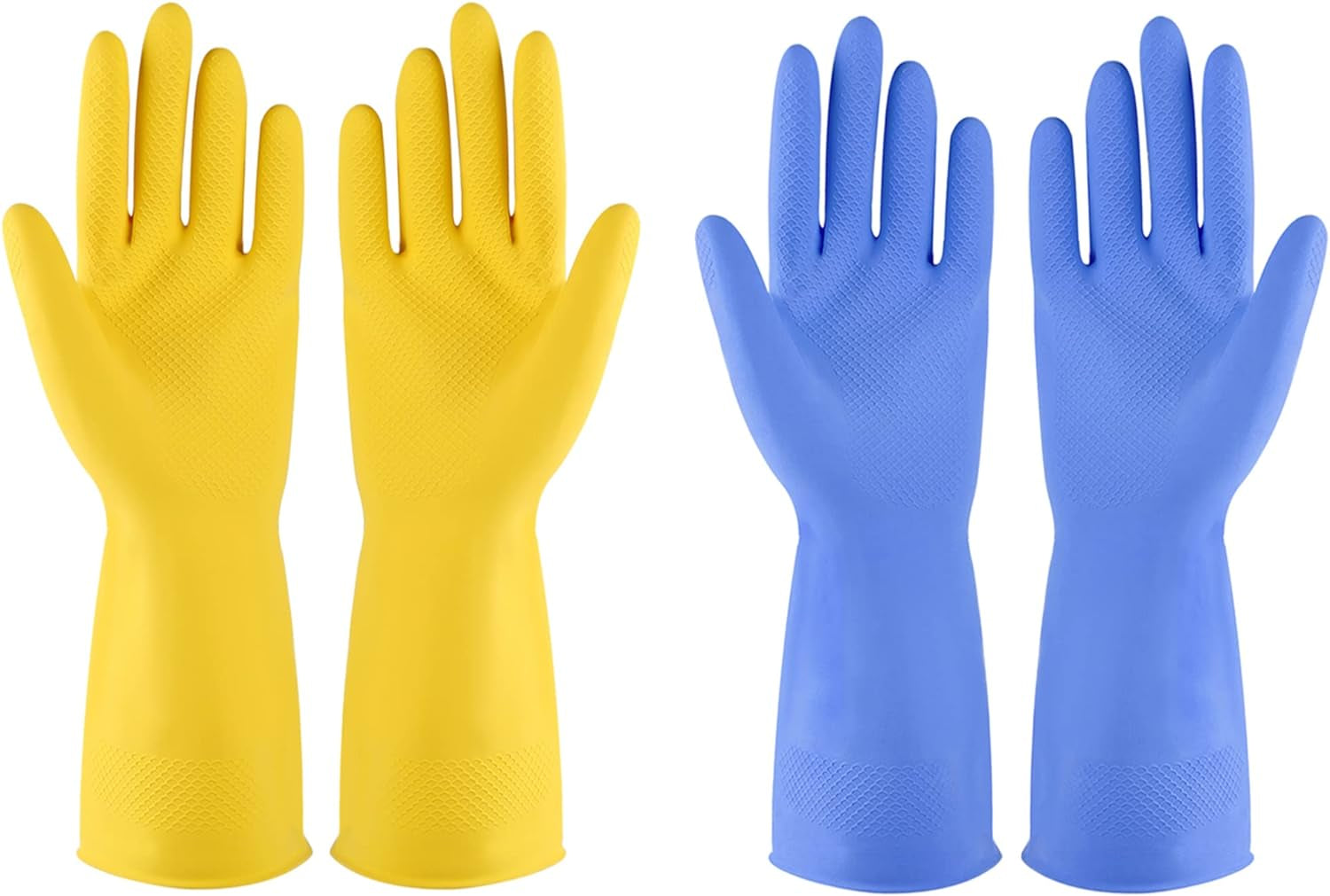 Rubber Gloves Dishwashing 2 or 4 Pairs for Kitchen,Cleaning Gloves for Household Reuseable.