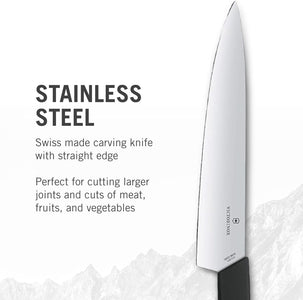 6.9013.22B Swiss Modern Carving Knife for Carving Meat, Slicing and Dicing Meats, Vegetables or Fruits Straight Blade in Black, 8.7 Inches