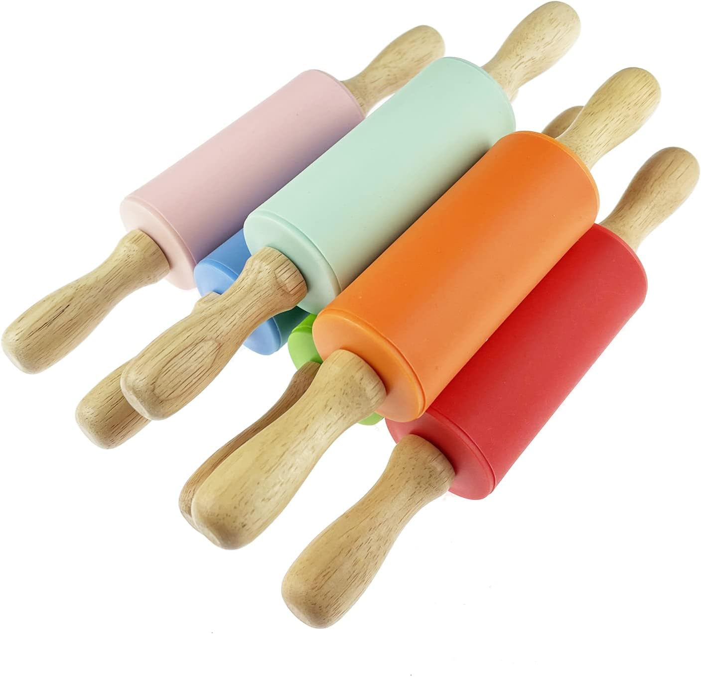 18 Pack Small Rolling Pin for Kids, 9 Inch Kids Rolling Pin for Home Kitchen (6 Colors)