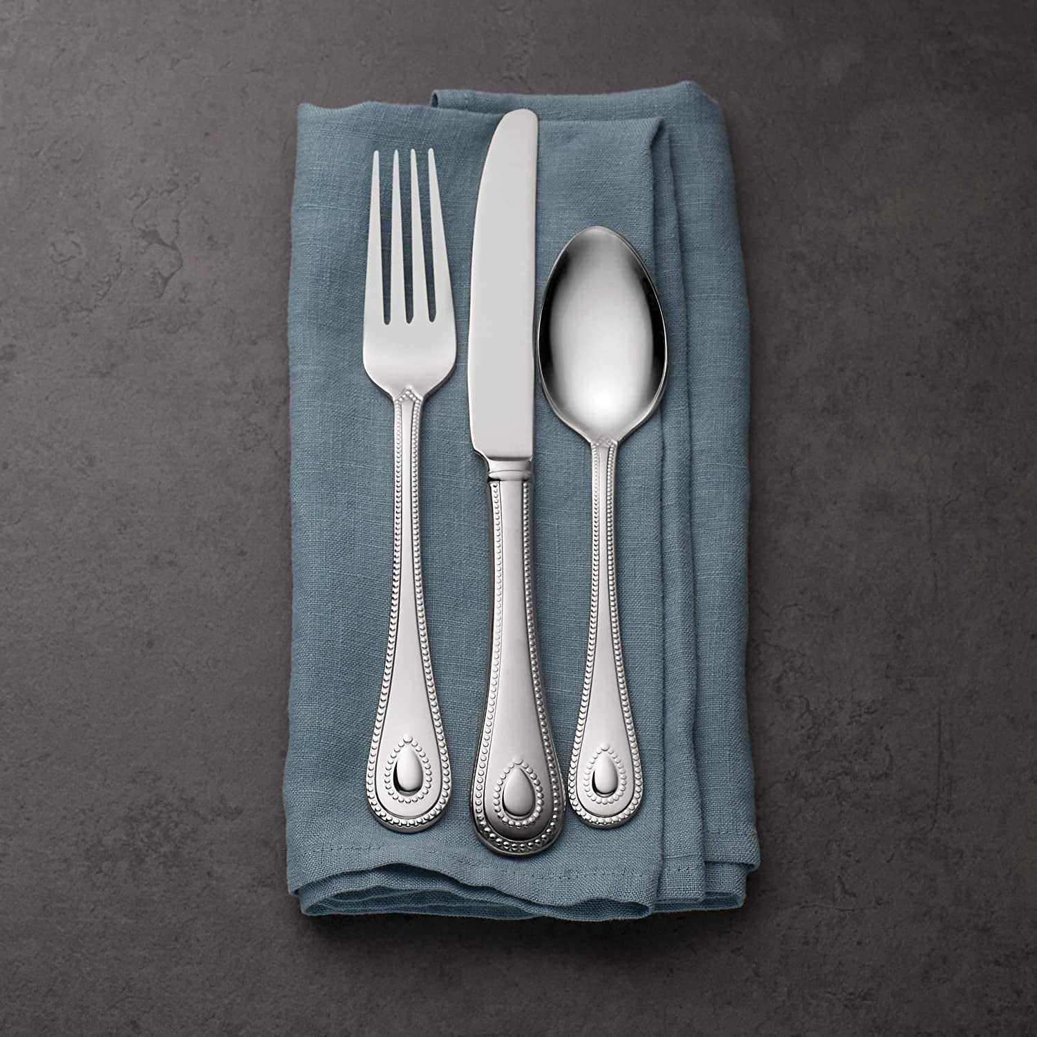 829739 French Perle Flatware Set, 11.30 LB, 65-Piece