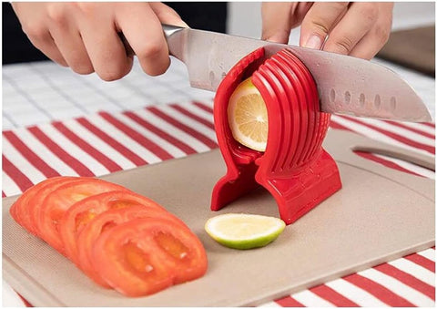 Image of Multi Use Tomato Slicer Holder Potatoes round Fruits Vegetables Tools Kitchen Cutting Aid Get Perfectly Sliced Tomato and Vegetable Slices with Half the Prep Time