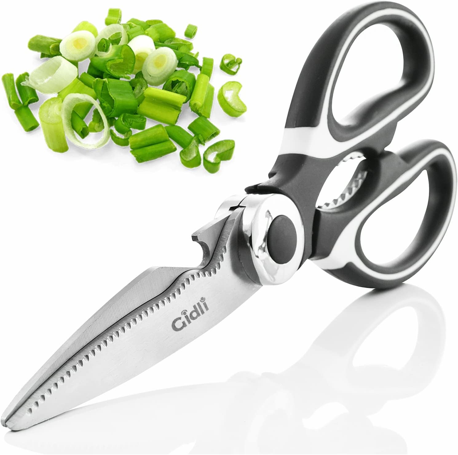 Kitchen Shears by  - Lifetime Replacement Warranty- Includes Seafood Scissors as a Bonus - Heavy Duty Stainless Steel All Purpose Ultra Sharp Utility Scissors