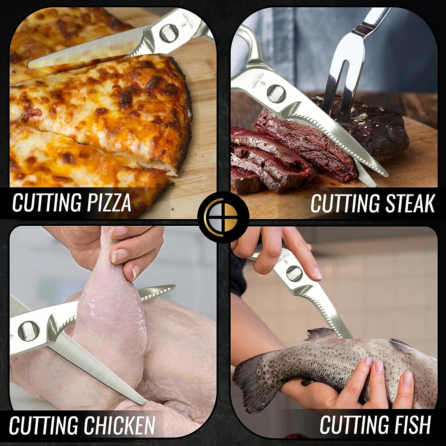 Kitchen Scissors Heavy Duty | All Purpose Shears for Food | Dishwasher Safe | Professional Grade | Stainless Steel | Sharp