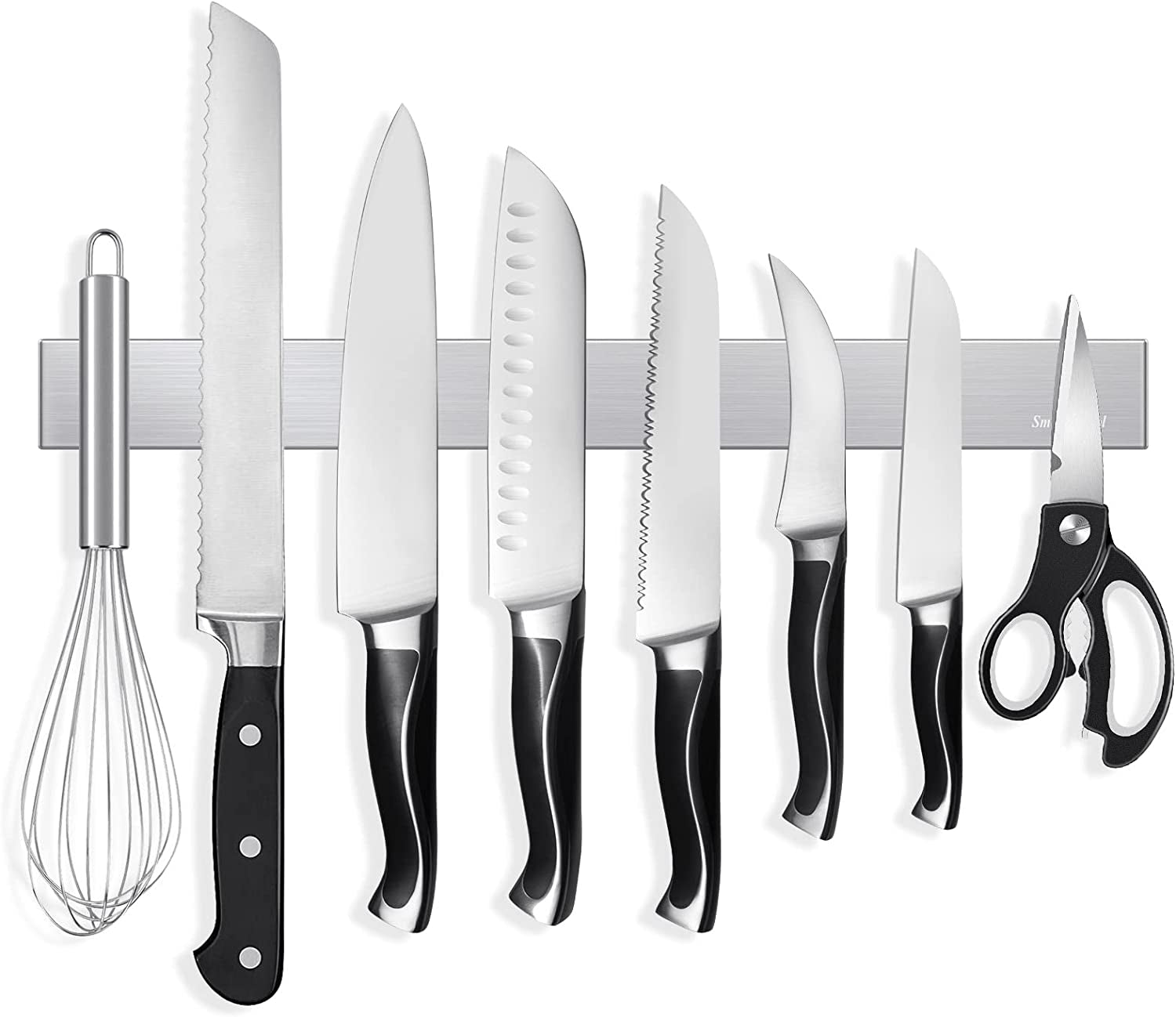 12 Inch Self-Adhesive Magnetic Knife Holder, Magnetic Knife Strip for Wall Mounting, No Drilling (Stainless Steel-12 In)