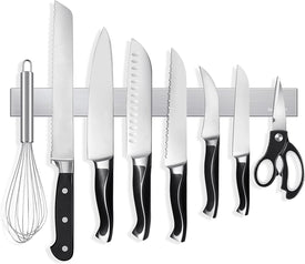 12 Inch Self-Adhesive Magnetic Knife Holder, Magnetic Knife Strip for Wall Mounting, No Drilling (Stainless Steel-12 In)