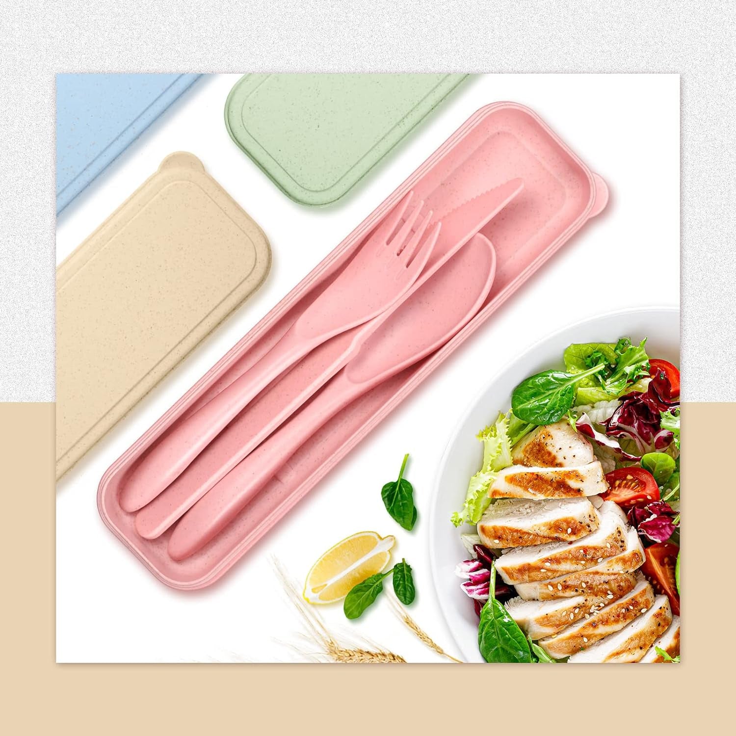 8 Sets Reusable Travel Utensils Set with Case Portable Spoon Knife Fork Tableware Lunch Box Spoon Fork Portable Cutlery for Kids Adult Travel Picnic Camping Christmas Thanksgiving