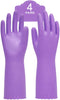 4 Pairs Reusable Dishwashing Cleaning Gloves with Latex Free, Cotton Lining, Kitchen Gloves, Purple, Medium