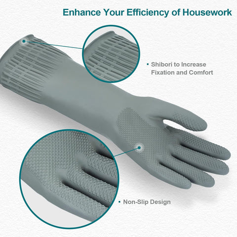 Image of MAMISON 2 Pairs Rubber Gloves - Long Rubber Gloves Dishwashing Gloves Large