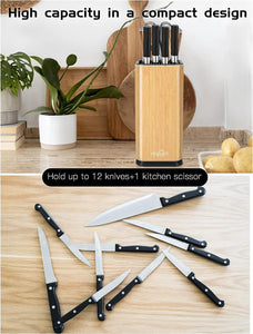 Universal Knife Block Holder, Stainless Steel Organizer with Scissor Slots, Space-Saving Countertop Storage Stand for Any Knife up to 8.10 Inches, Moisture-Proof Design - No Knives…