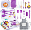 Kids Cooking Sets Kids Baking Set 34 Piece Real Cooking Set for Kids with Organizer Carrying Case, Kids Cooking Utensils for Girls and Boys Kid Cooking Gift Set and Baking Set for Kids