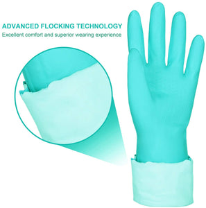 Reusable Dishwashing Cleaning Gloves with Latex Free, Cotton Lining,Kitchen Gloves 2 Pairs,Purple+Blue