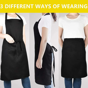 Chef Apron for Men and Women Professional for Cooking with Pockets - Adjustable - Bib Aprons - Water & Oil Resistant - 1 Pack, Black