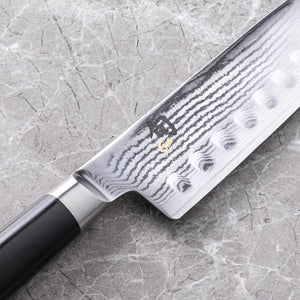 Classic 7” Hollow-Ground Santoku All-Purpose Kitchen Knife; VG-MAX Blade Steel and Ebony Pakkawood Handle; Hollow-Ground Indentations for Reduced Friction and Smoother Cuts; Handcrafted in Japan