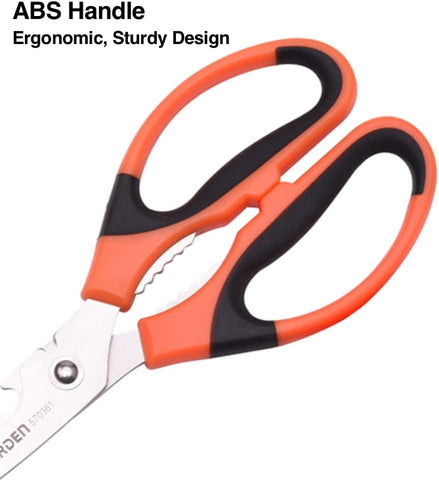 Image of Heavy Duty Utility Scissors - 2Mm Thick Ultra Sharp Stainless Steel Blades - Multi-Use Shears with Bottle Opener, Peeler, Nut Cracker - Craft and Kitchen Shears (1)