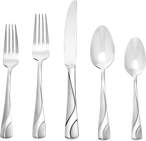 Image of River 20 Piece Everyday Flatware, Service for 4 18/0 Stainless Steel, Silverware Set