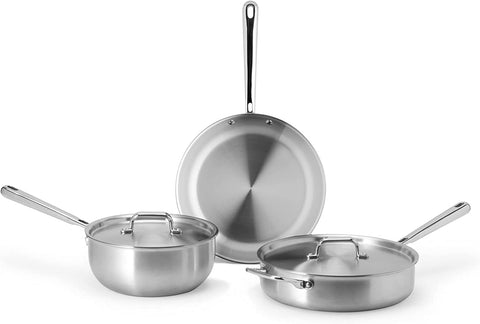 Image of Stainless Steel Pots and Pans Set - Stainless Steel Cookware Set - 5 Piece Starter Kitchen Cookware Sets