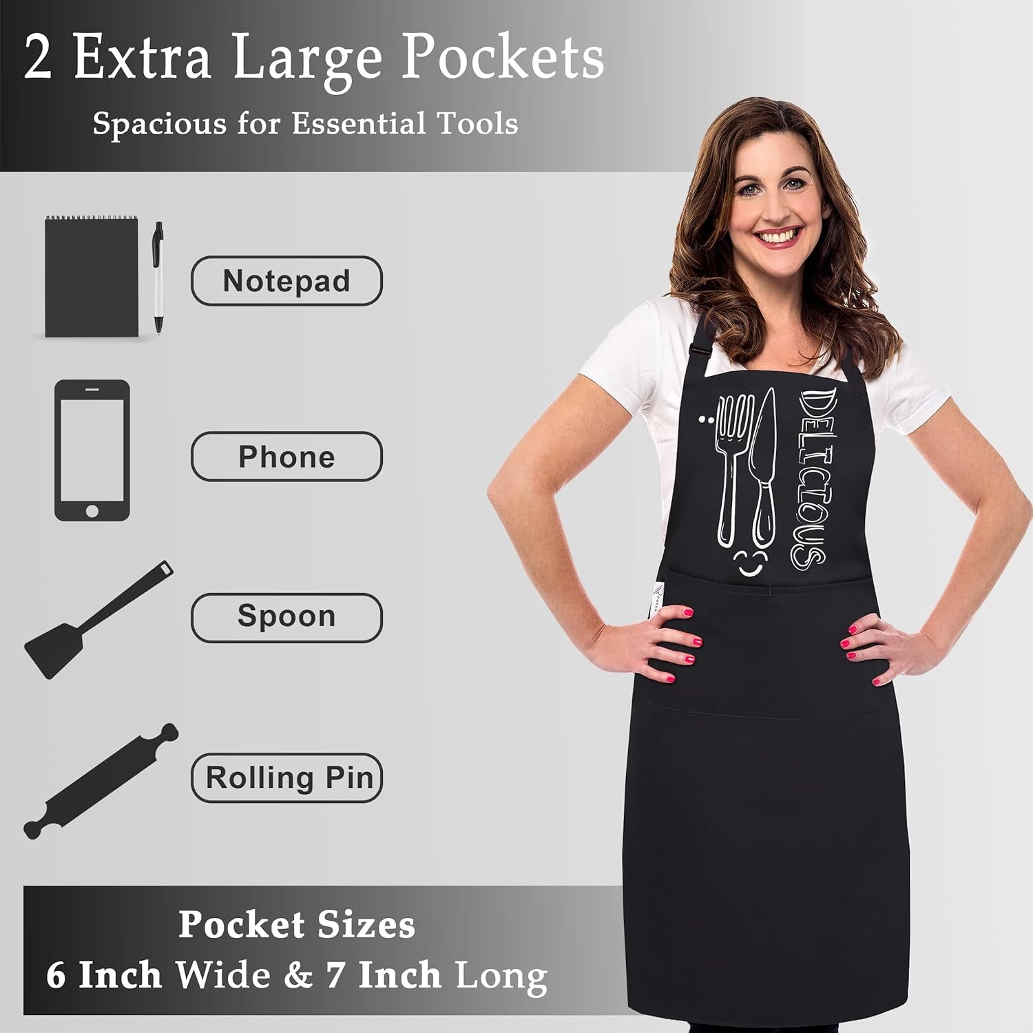 Cotton Enrich Funny Kitchen Apron 1 Pack - Waterdrop Resistant 2 Pockets Workshop Aprons for Women Men Chef XXL Size