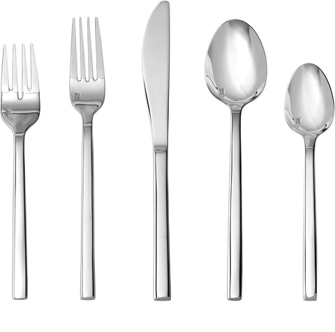 Image of Arezzo 18/10 Stainless Steel Flatware, 20 Piece Place Setting, Service for 4, Polished Stainless - 5PPS-165-20PC