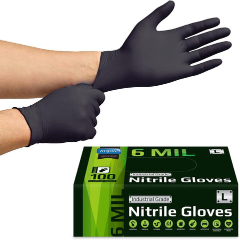 Image of Black Nitrile Gloves | HEAVY DUTY 6 Mil Nitrile the ORIGINAL Nitrile Medical Food Cleaning Disposable Gloves