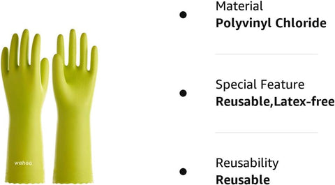 Image of LANON Wahoo Skin-Friendly Cleaning Gloves, Dishwashing Kitchen Gloves with Cotton Flocked Liner, Reusable, Non-Slip, Bud Tender, Medium