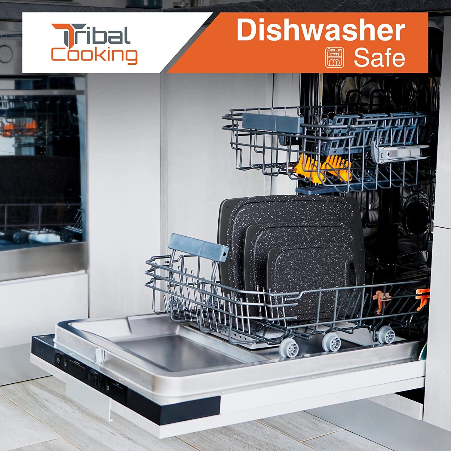 Cutting Boards - 3 Set - Warrior Strength Small to Extra Large Cutting Boards for Kitchen, Meat, Vegetables - Dishwasher Safe, Juice Groove, Non-Slip Rubber Chopping Board Set