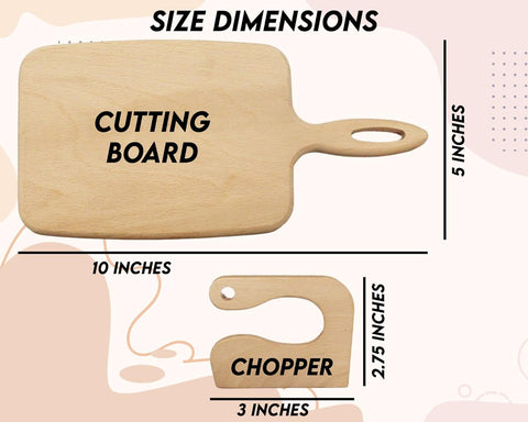 Image of Wooden Kids Chopper Set Cutting Board and Safe Wooden Kids Knife Natural Thick Montessori Knife for Kids Toddlers Kitchen Tools Vegetable and Fruit Cutter Cooking 2Pcs