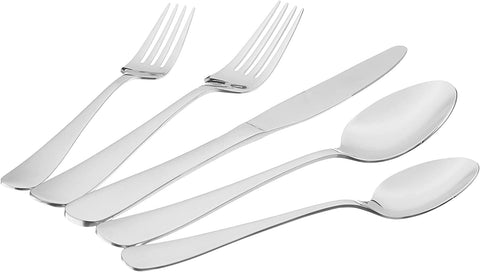 Image of 20-Piece Stainless Steel Flatware Set with round Edge, Service for 4, Silver