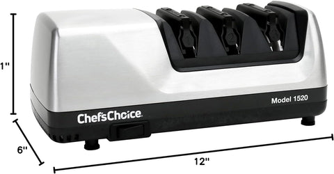 Image of Chef'Schoice Hone Electric Knife Sharpener for 15 and 20-Degree Knives 100% Diamond Abrasive Stropping Precision Guides for Straight and Serrated Edges, 3-Stage, Gray