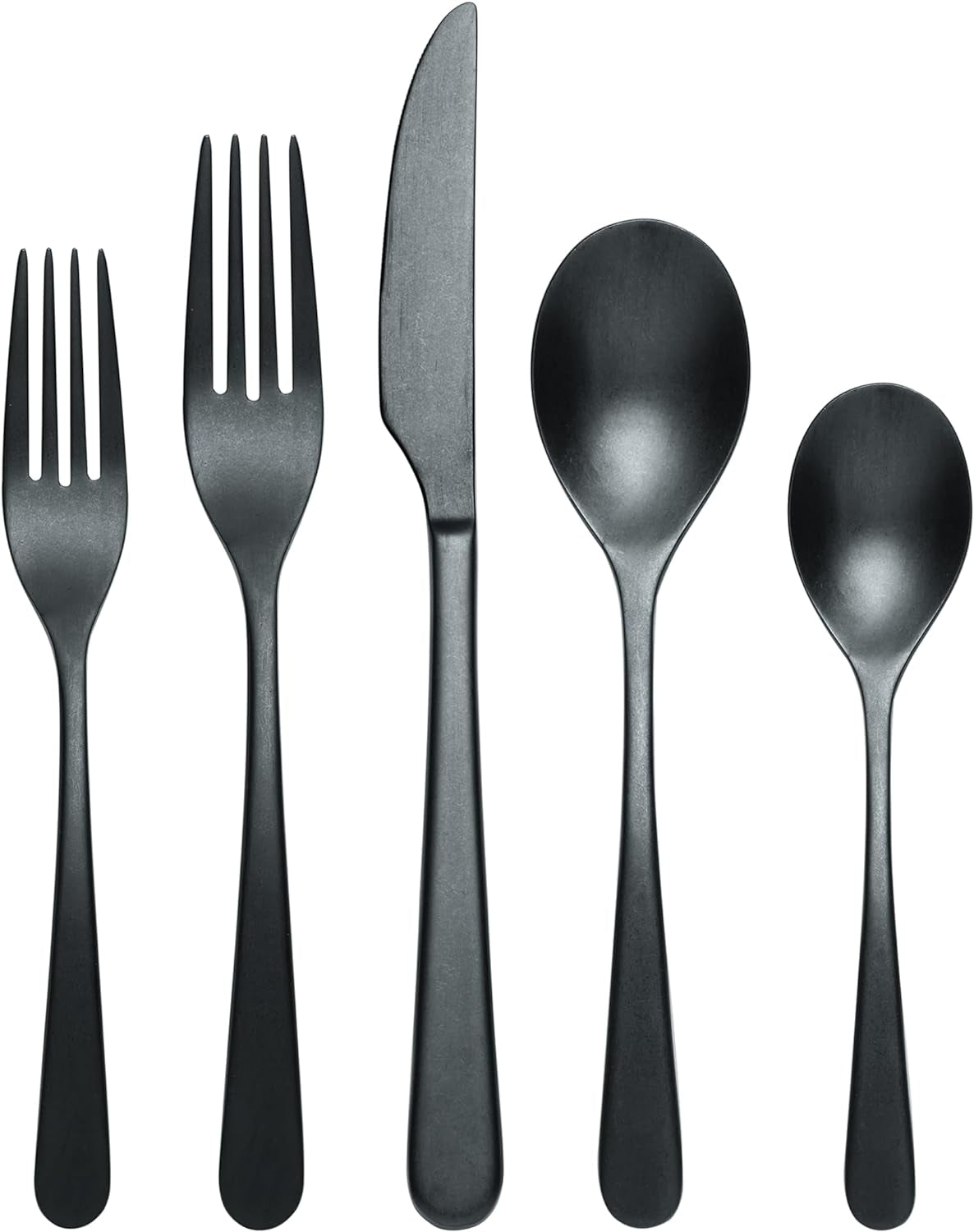 894805 Kenbrook Black Tumbled 20 Piece Everyday Flatware Set, Service for 4