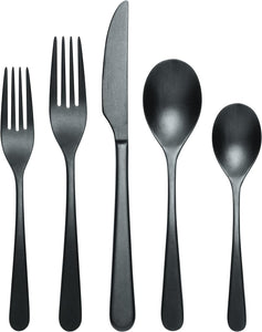 894805 Kenbrook Black Tumbled 20 Piece Everyday Flatware Set, Service for 4