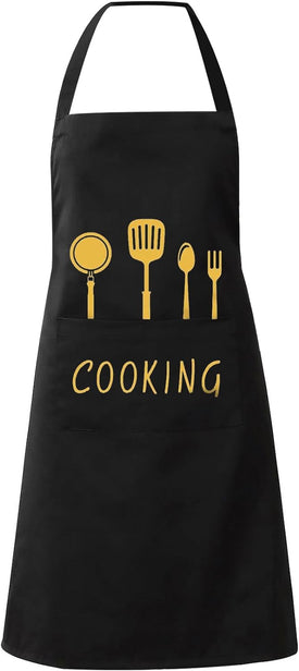 Kitchen Apron with Pockets for Women and Men Chef, Hand-Wiping, Waterproof for Cooking, Barbecue