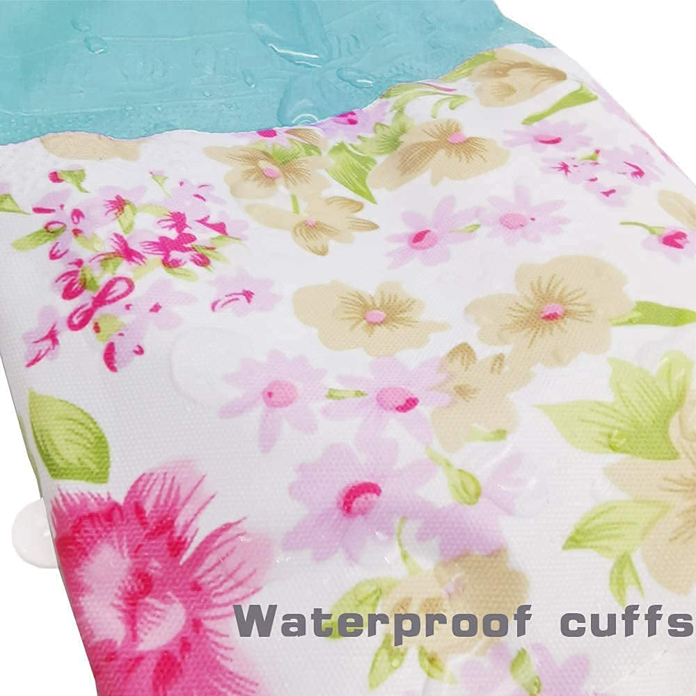 Rubber Latex Waterproof Dishwashing Gloves,2 Pair Medium Long Cuff Flock Lining Household Cleaning Gloves