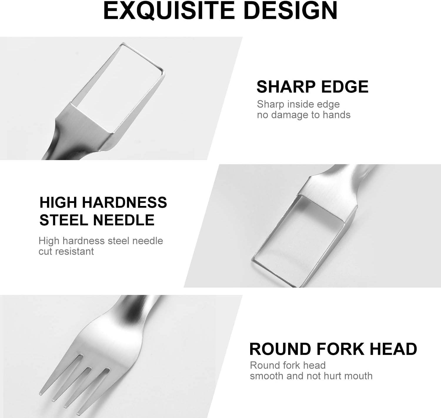 2Pcs Watermelon Fork Slicer Cutter, 2-In-1 Stainless Steel Watermelon Fork Slicer, Portable Watermelon Fork Watermelon Cutting Tool Fruit Forks Slicer for Home Party Camping Kitchen Cutting Artifact