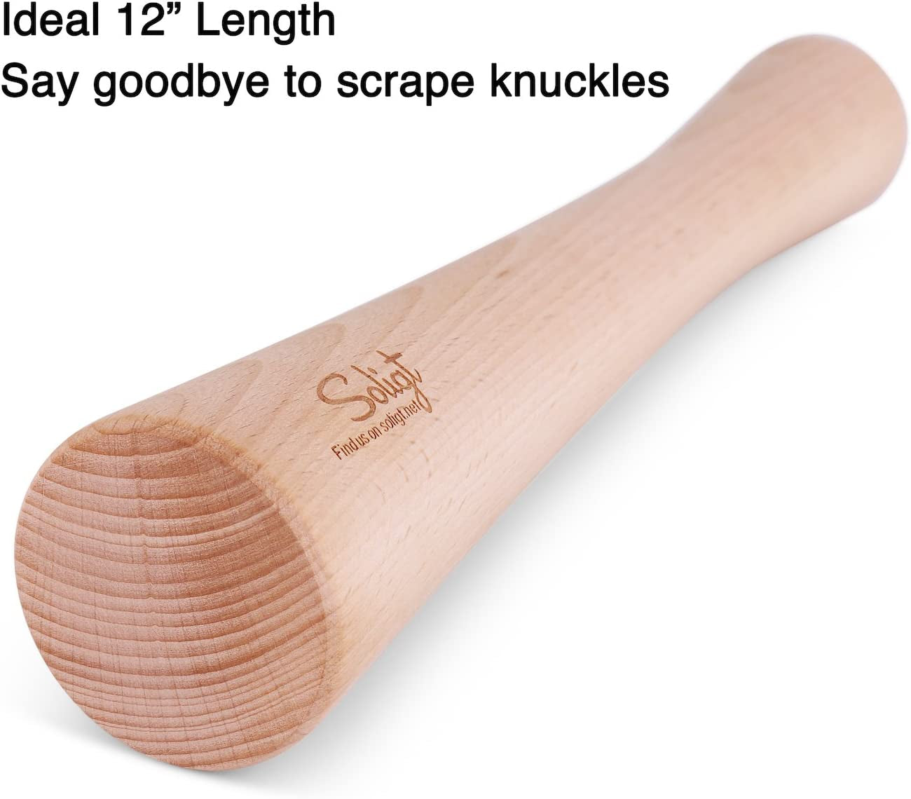 12" Sauerkraut Pounder for Mason Jars Vegetable Fermentation- One Piece of Solid Wood