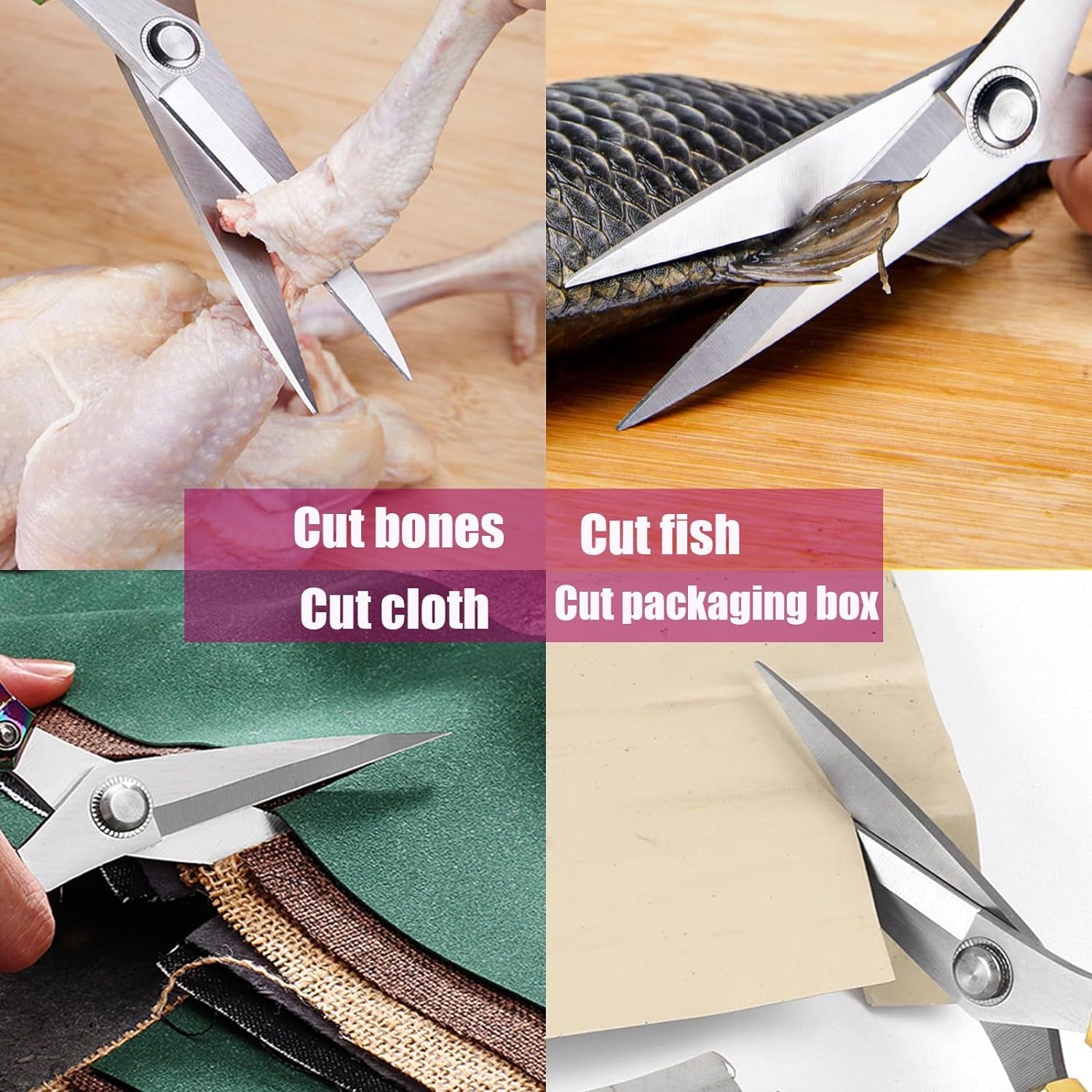 Kitchen Shears 2 Pack,Kitchen Scissors Heavy Duty Poultry Shears Meat Scissors Dishwasher Safe,Food Cooking Shears All Purpose Stainless Steel Utility Scissors for Kitchen,Chicken, Fish,Herbs,Turkey