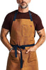 Essential Apron - Professional Chef Apron with Pockets & Adjustable Bib Strap for Cooking & Grilling - Kitchen Aprons for Men & Women - 12Oz 100% Cotton Canvas Fabric - Denver Brown