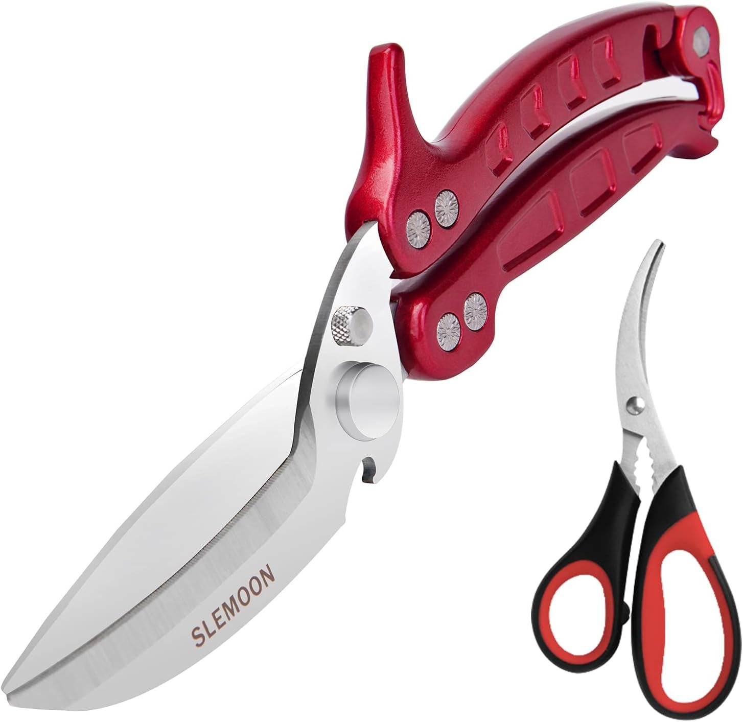 Heavy Duty Kitchen Scissors Poultry Shears 2Pcs Set Burgundy