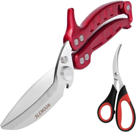 Heavy Duty Kitchen Scissors Poultry Shears 2Pcs Set Burgundy
