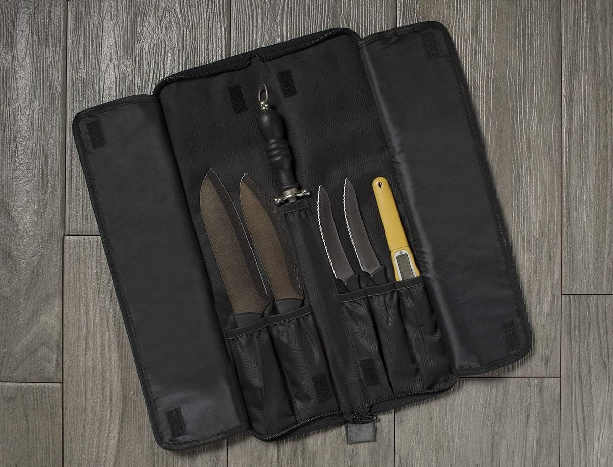 Chef Knife Roll Bag - 12 Pockets for Knives and Kitchen Utensils - Lightweight, Durable, and Stain Resistant Nylon - Perfect for the Traveling Chef - Knives Not Included