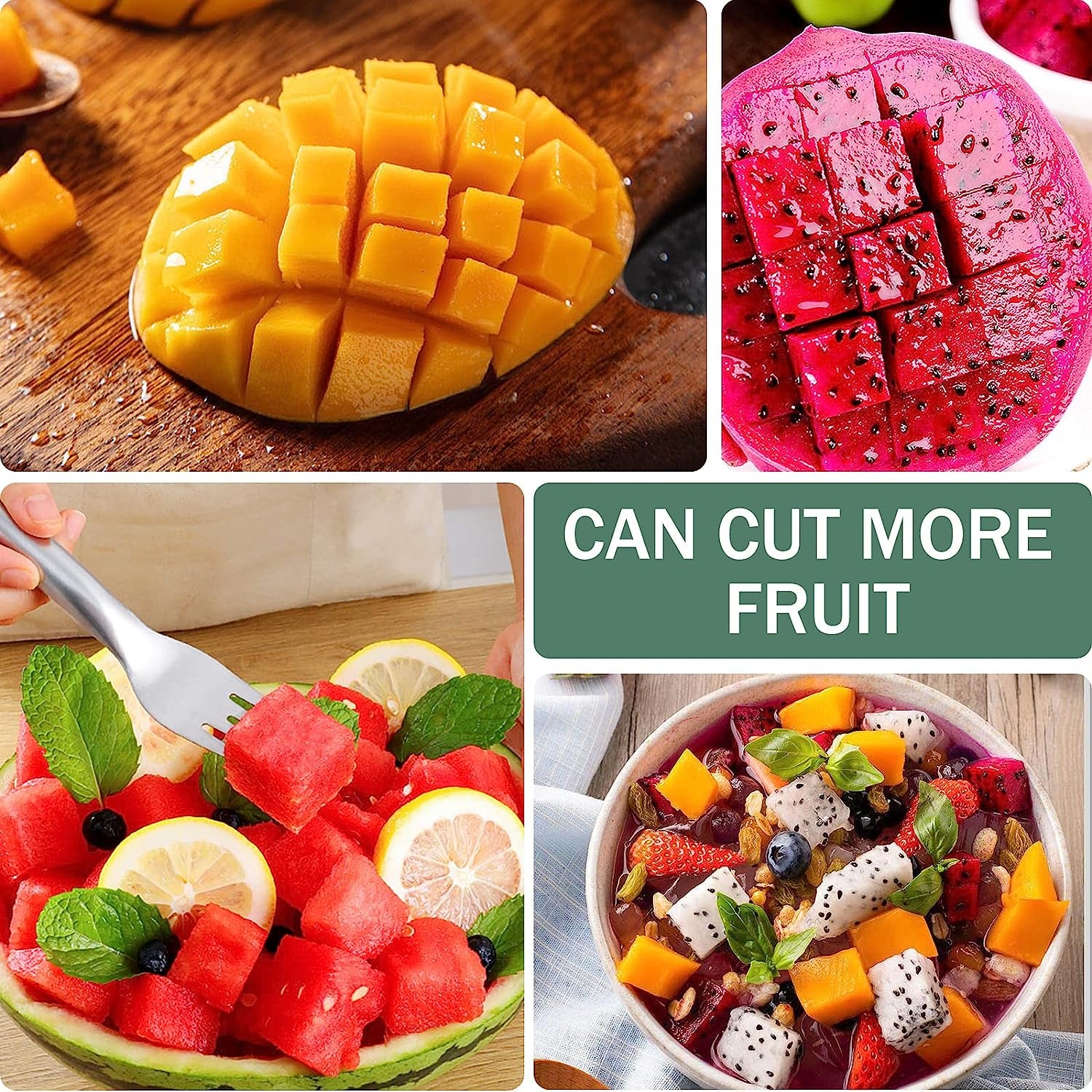 2Pcs Watermelon Fork Slicer Cutter: Watermelon Cutting Tool 2-In-1 Watermelon Fork Slicer Stainless Steel Fruit Fork Cutter for Party Camping Fruit Shape