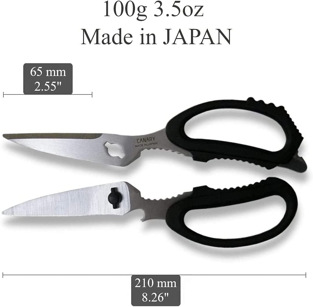 Japanese Kitchen Scissors Heavy Duty 8.2", Made in JAPAN, Dishwasher Safe Come Apart Blade, Multipurpose Kitchen Scissors, Sharp Serrated Japanese Stainless Steel, Black
