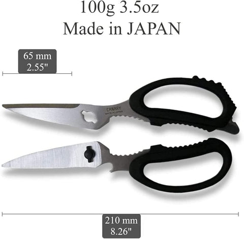 Image of Japanese Kitchen Scissors Heavy Duty 8.2", Made in JAPAN, Dishwasher Safe Come Apart Blade, Multipurpose Kitchen Scissors, Sharp Serrated Japanese Stainless Steel, Black