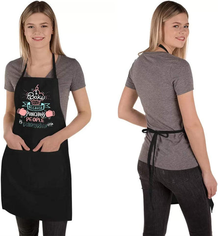 Image of Funny Baking Aprons for Women Men, Cute Baking Gifts for Bakers, Kitchen Cooking Aprons with 2 Pockets - Birthday Housewarming Christmas Apron Gifts for Mom Wife Husband Sister Grandma